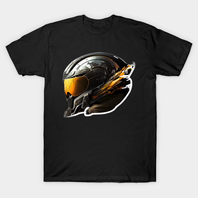 Cyberpunk Futuristic Helmet T-Shirt by beluxe